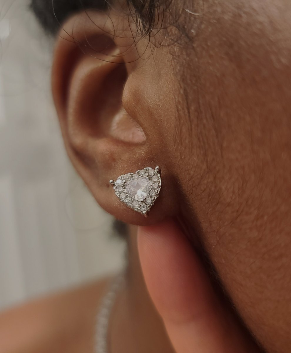 Icy Halo Heart Studs